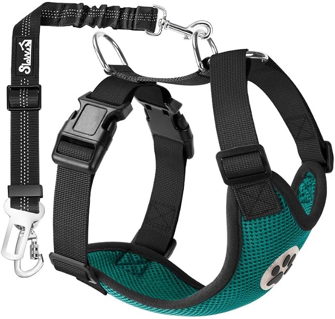 SlowTon Dog Seat Belt Harness for Car, Dog Car Harness Adjustable Mesh by SlowTon
