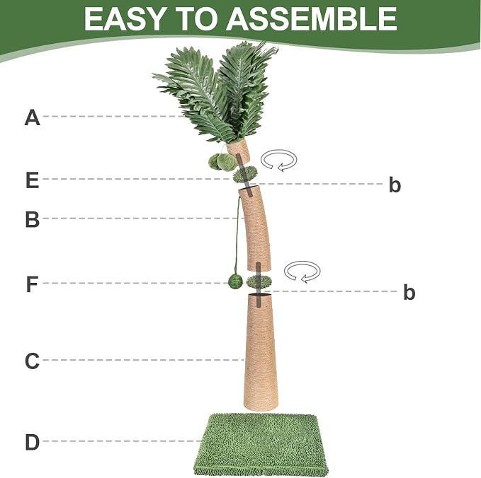 40'' Tall Cat Scratching Post Cat Tree, Curved Design Cat Scratcher Post - Image 5