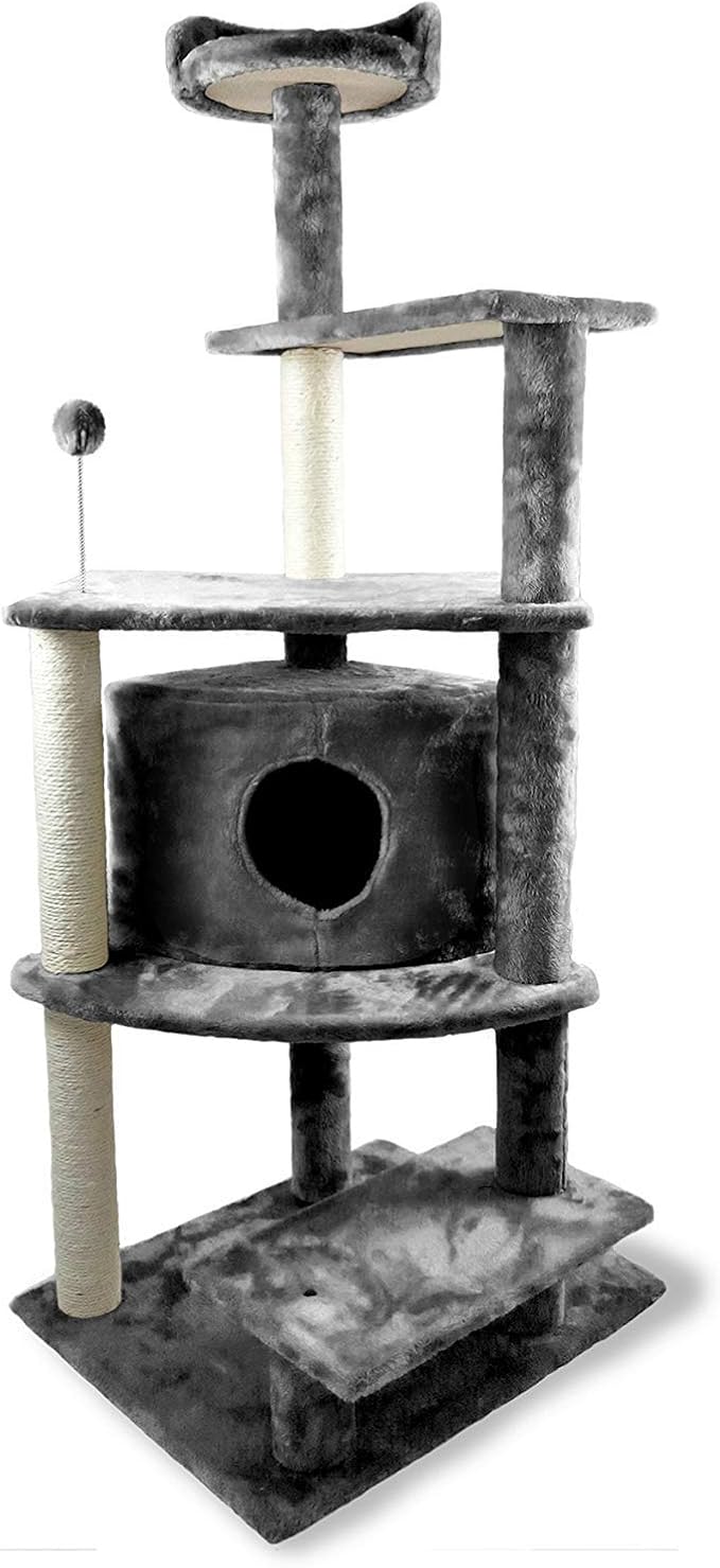 Furhaven 59.8" Tall Cat Tree for Indoor Cats, Ft. Sisal Scratching Posts - Image 4