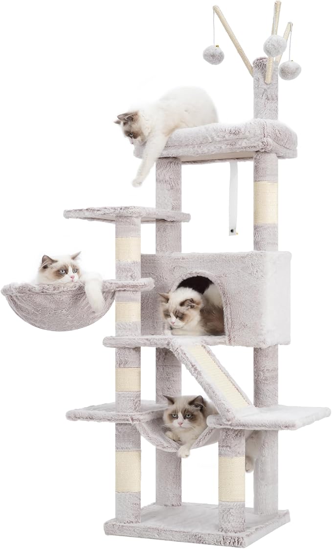 Cat Tree, Cat Condo with Cat Scratching Post and Board, Cat Hammock, Muchroom - Image 9