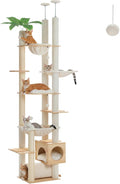 PETEPELA Floor to Ceiling Cat Tree, 93.3''-100.8'' Height Adjustable Wooden Cat by PETEPELA