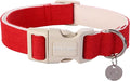 DOGWONG Cotton Hemp Dog Collar, Heavy-Duty Red Dog Collar Adjustable Soft by DOGWONG