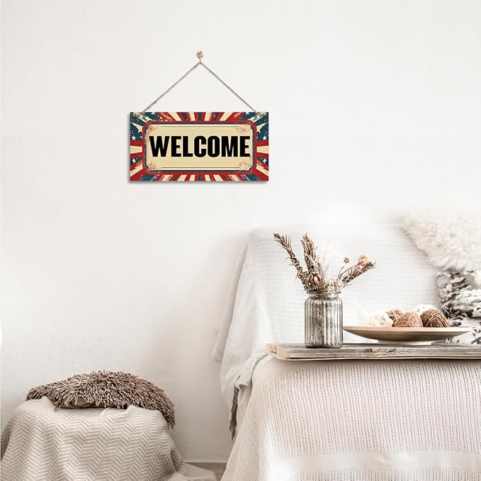 Welcome Sign for Front Door, Welcome Decor Wooden Hanging Sign for Wall Decor - Image 6