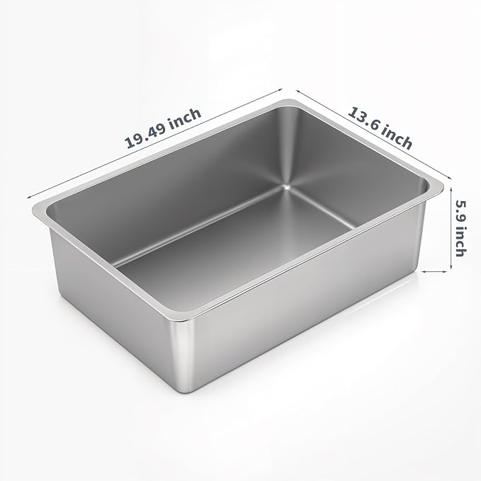 Kirecoo Stainless Steel Cat Litter Box, Large Metal High Sided Cat Pan Box - Image 2