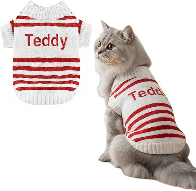Custom Knit Sweater fr Dogs and Cats Personalized Knit Name Classic Striped by GrewearFashion