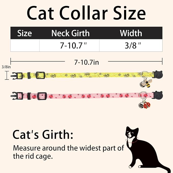 Cat Collar Breakaway, 2 Pack Cotton Cats Collars - Image 6