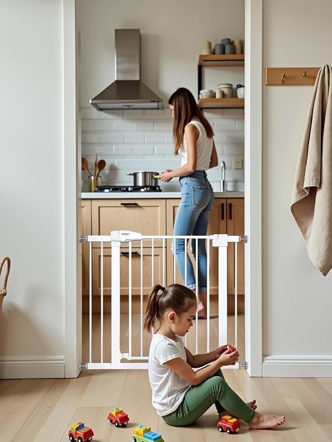 Baby Gate for Stairs, 29.5-40.5" Dog Gate for Doorways, Walk Thru Auto Close - Image 8