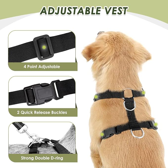 SlowTon Dog Seat Belt Harness for Car, Dog Car Harness Adjustable Mesh - Image 4