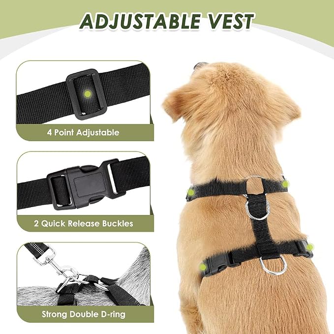 SlowTon Dog Seat Belt Harness for Car, Dog Car Harness Adjustable Mesh - Image 4