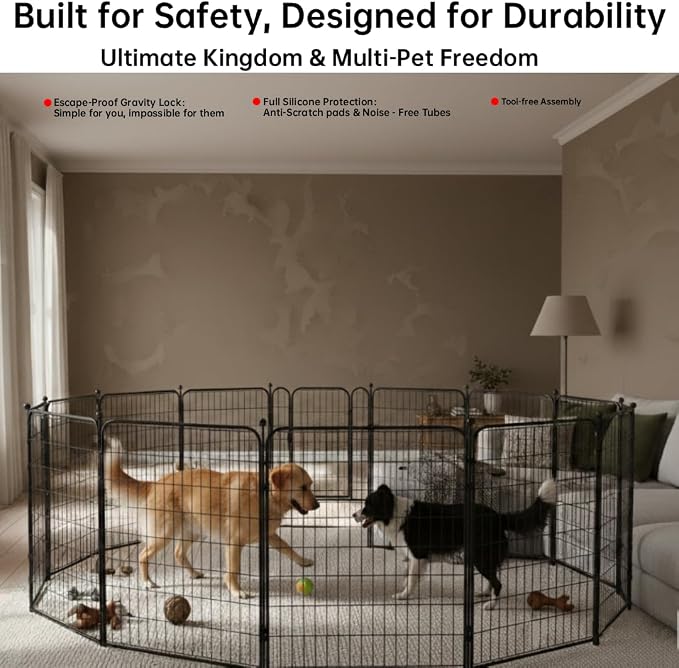 Dog Playpen Outdoor for Medium/Large Dogs 36'' High, Heavy Duty Dog Playpen - Image 3