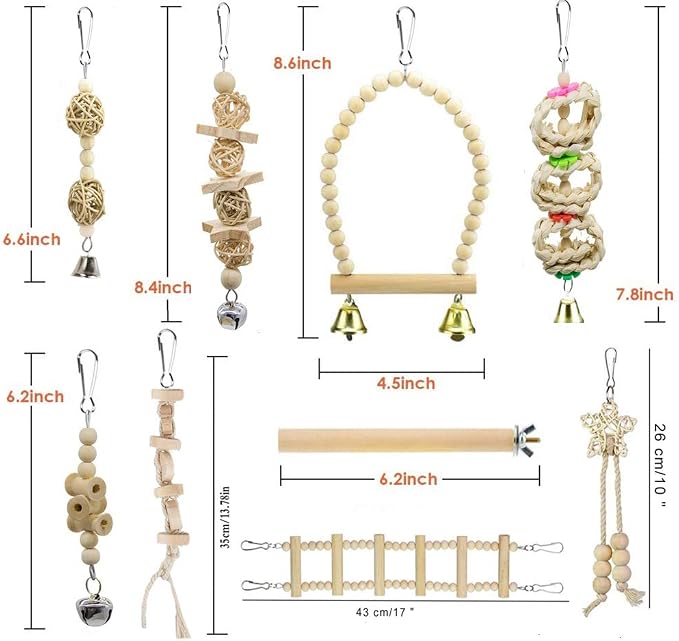 Bird Parrot Swing Toys, Chewing Standing Hanging Perch Hammock Climbing Ladder - Image 6