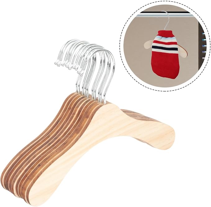 SUPVOX 10pcs 8.66-inch Solid Wood Pet Hangers Small Dog and Cat Clothes Hangers - Image 8