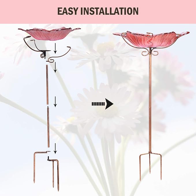 MUMTOP Bird Baths for Outdoors Glass Bird Bath Bowl Outdoor Bird Feeder Flower - Image 4