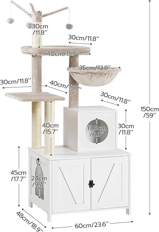 HOOBRO Cat Tree Tower with Litter Box Enclosure - Image 6