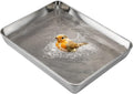 kathson Stainless Steel Bird Bath 16.14"×12.2"×2.36" Metal Bird Bath Tray Pet by kathson