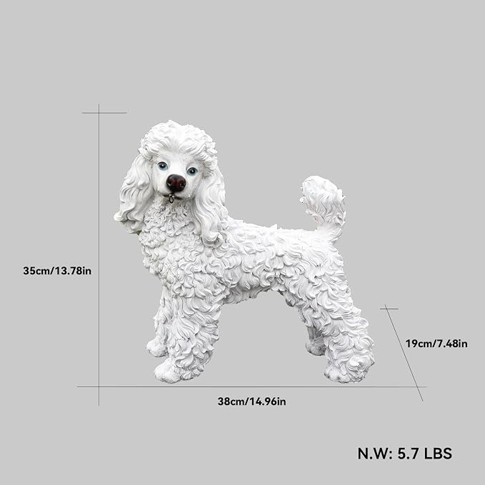 Poodle Statue Outdoor Decorations – Dog Statues Outdoor Standing White Poodle - Image 2