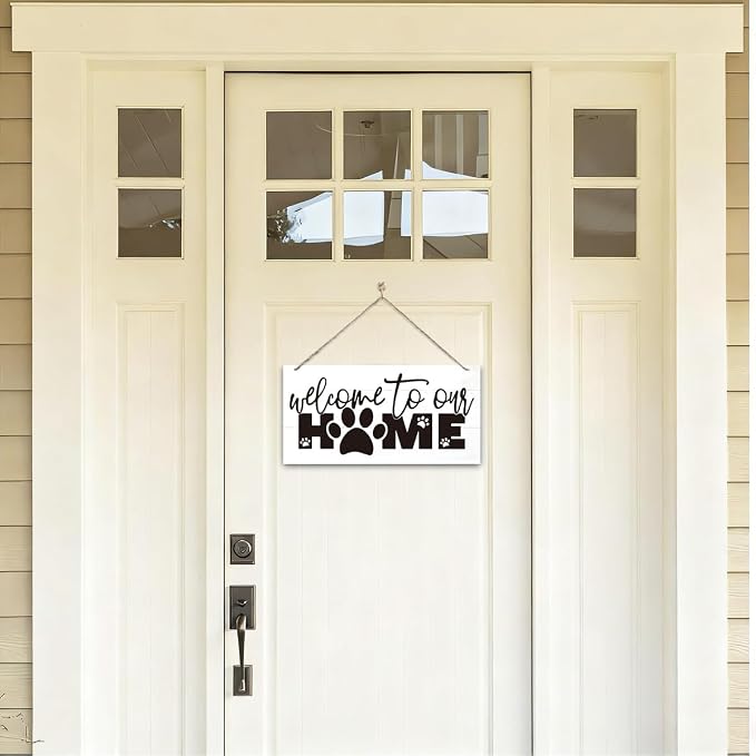 Welcome Sign for Front Door, Front Door Decor Wooden Hanging Sign for Wall Decor - Image 4