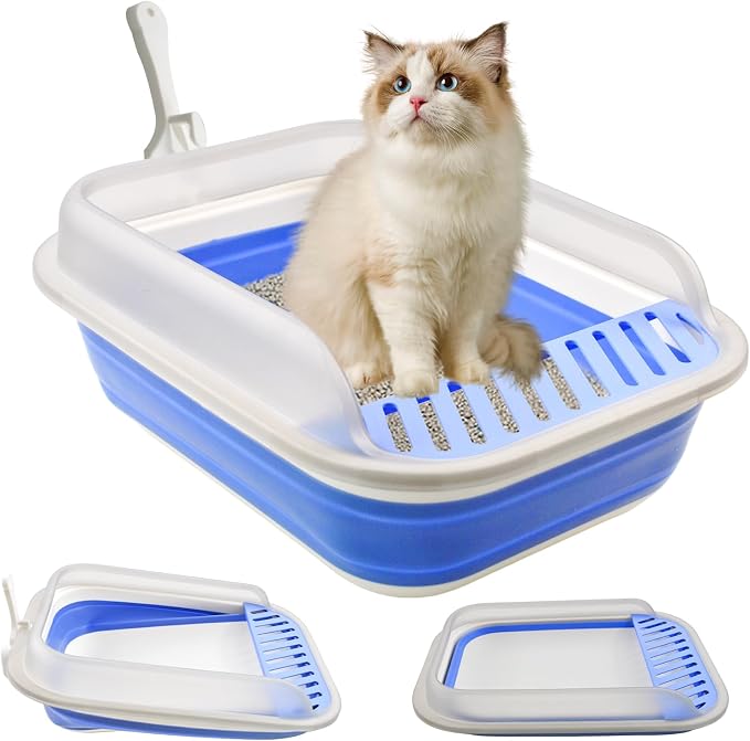 kathson Collapsible Kitten Litter Box, Foldable Anti-Splashing Small Kitty by kathson