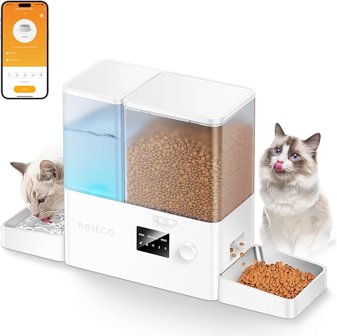Rojeco 36Cups/8.5L WiFi Automatic Cat Feeder and Gravity Water Dispenser by ROJECO