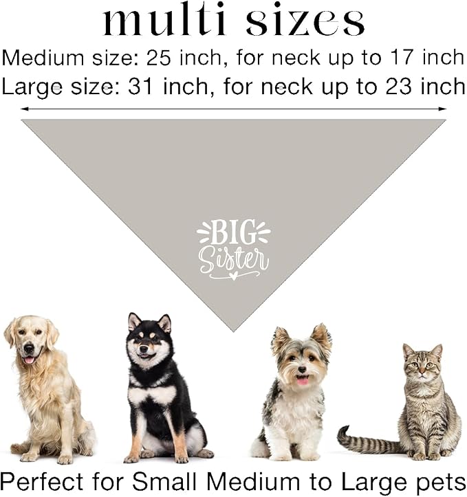 Big Sister Dog Bandanas, Light Gray Dog Bandana, Pet Triangle Scarf Accessories - Image 3