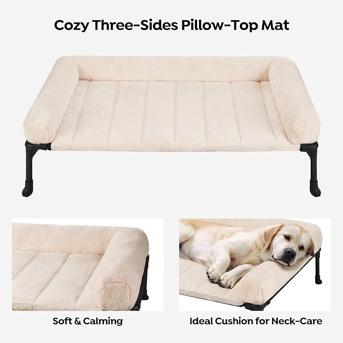 Veehoo Orthopedic Elevated Dog Bed + Removable Fluffy Pillow-Top Mat, Plush Dog - Image 3