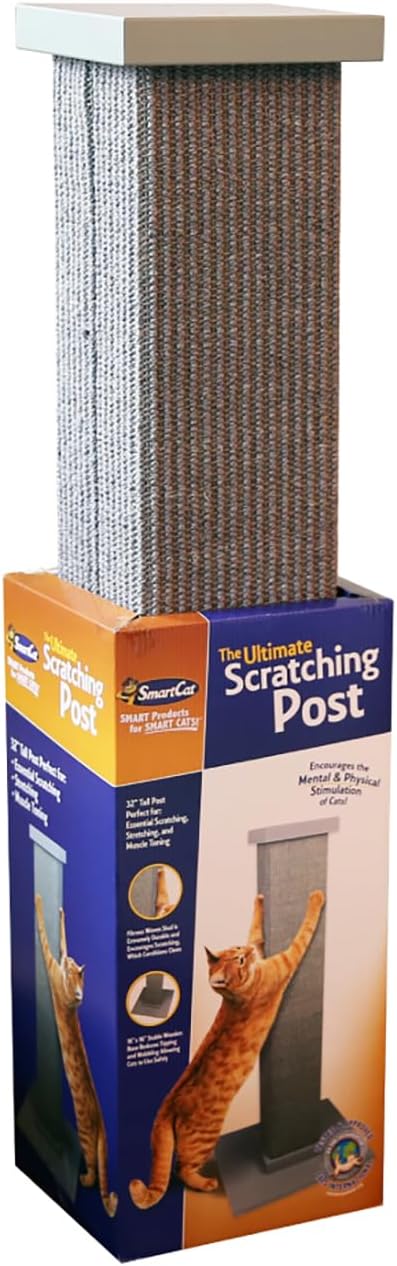 SmartCat Ultimate Scratching Post – Gray, Large 32 Inch Tower - Image 8