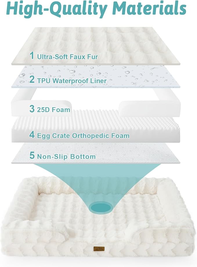 Self Warming Dog Bed for Large Size Dog, Faux Fur Orthopedic Puppy Sofa - Image 4