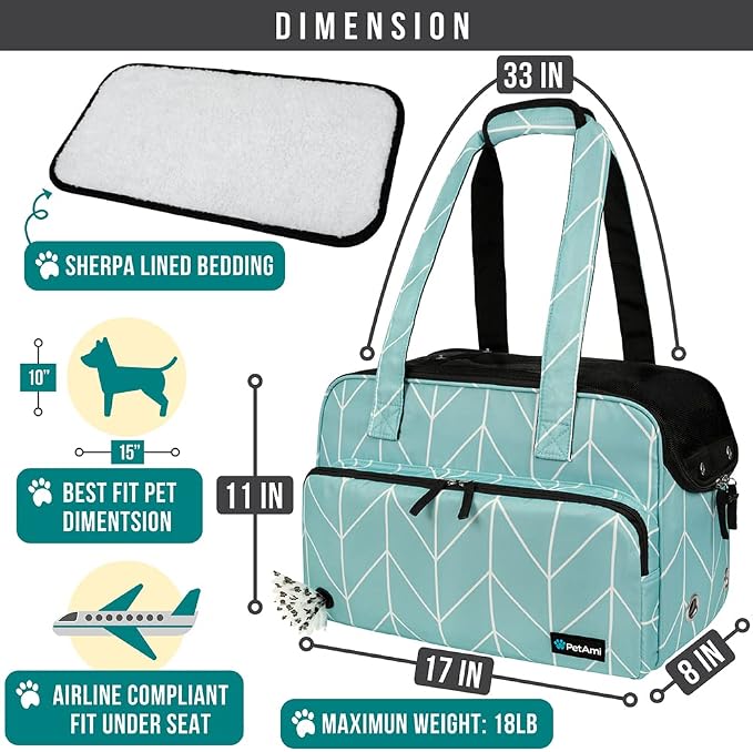 PetAmi Small Dog Purse Carrier, Soft-Sided Pet Carrier Bag - Image 2