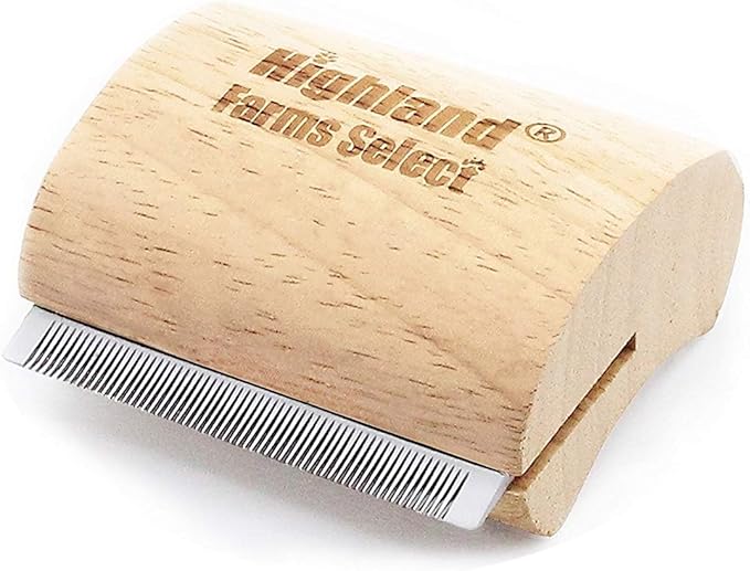 Deshedding Grooming Tool for Dogs, Cats & Horses, Ergonomic Design Wood Groom by Highland+Farms+Select