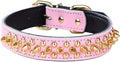 Spiked Studded Dog Collar, Genuine Leather Dog Collar, Adjustable Pet Collars by Unknown