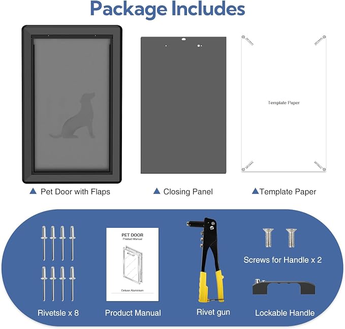 Aluminum XL Dog Door for Exterior Door, Open Size:24.4" H x 13.8" W, Heavy Duty - Image 5