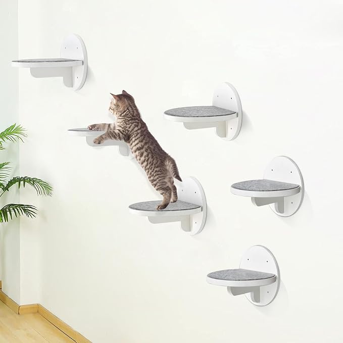 Cat Wall Shelves Furniture Set of 6, Wooden Cat Steps for - Image 3