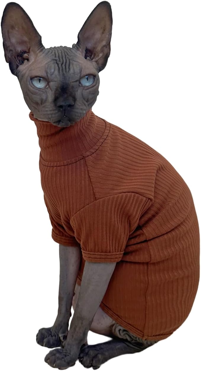 Sphynx Cats Shirt Cotton Hairless Cat Turtleneck Sweater Kitten T-Shirts by Kitipcoo