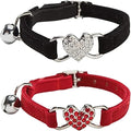 Heart Bling Cat Collar with Safety Belt and Bell Adjustable 8-10 inches by WDPAWS