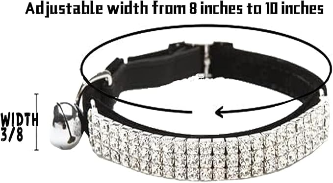 CHUKCHI Soft Velvet Safe Cat Adjustable Collar Bling Diamante - Image 2