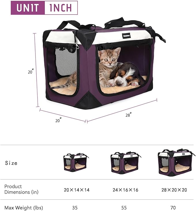 Collapsible Dog Travel Crate, Portable Soft-Sided Pet Carrier Extra Large Cat - Image 6