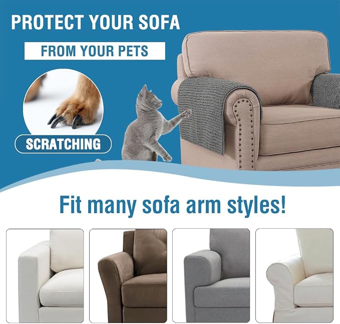 H.VERSAILTEX Plush Chenille Couch Armrest Cover 2 Packs Thick and Soft Sofa - Image 6