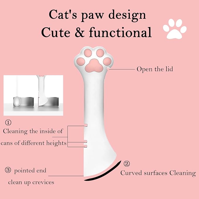 Pet Food Can Spoon & 3 Pcs Can Cover Lids | Cute Paw Shape Opener Spatula Cat - Image 4