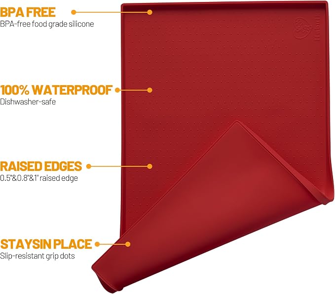 Hubulk Dog Feeding Mat, 100% Waterproof Food Grade Silicone Pet Food and Water - Image 2