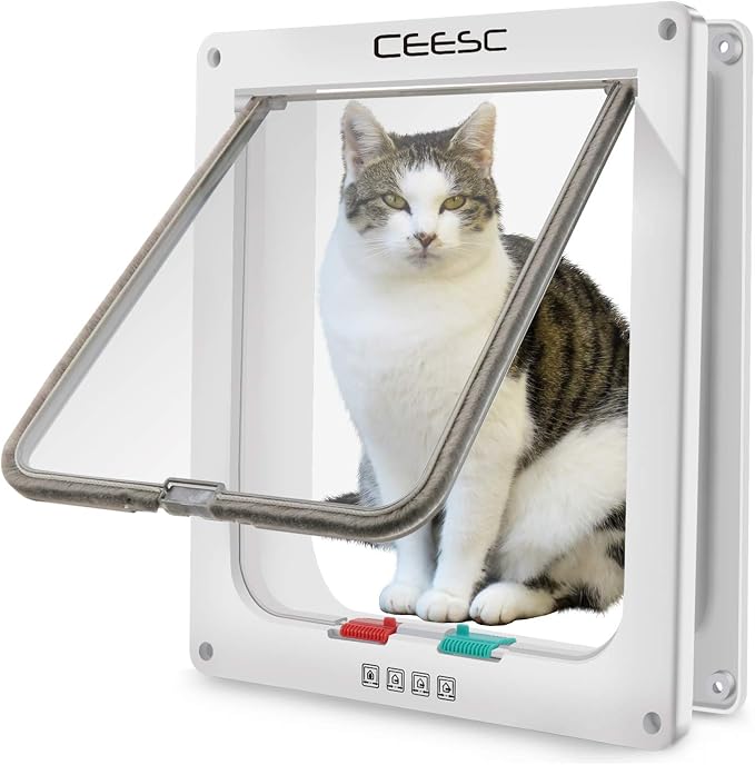 CEESC Extra Large Cat Door, Weatherproof, ABS Material, 4-Way Locking Flap by CEESC
