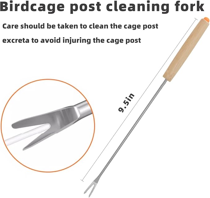5 PCE Set Bird Cage Cleaner Stainless Steel Poop Remover Bird Cage Accessories - Image 3