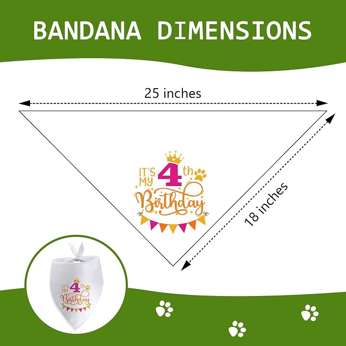 It's My 4th Birthday Dog Bandana Happy 4th Birthday Pet Triangle Scarf - Image 2