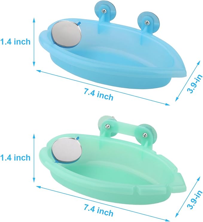 Wontee Bird Bath Box with Mirror Portable Parrot Hanging Bathroom Bathing Tub - Image 4