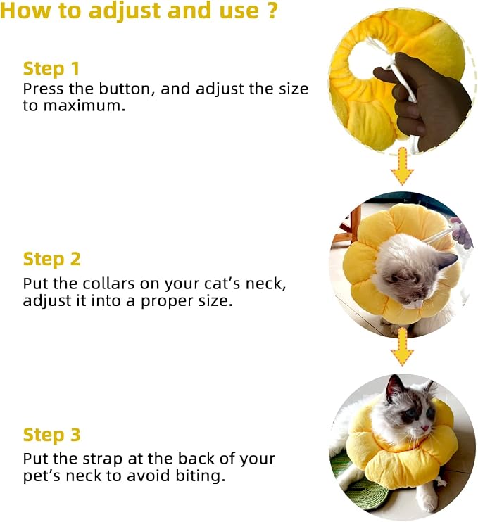 KUDES Cat Small Dog Recovery Collar, Cute Sunflower Neck Cone After Surgery - Image 7