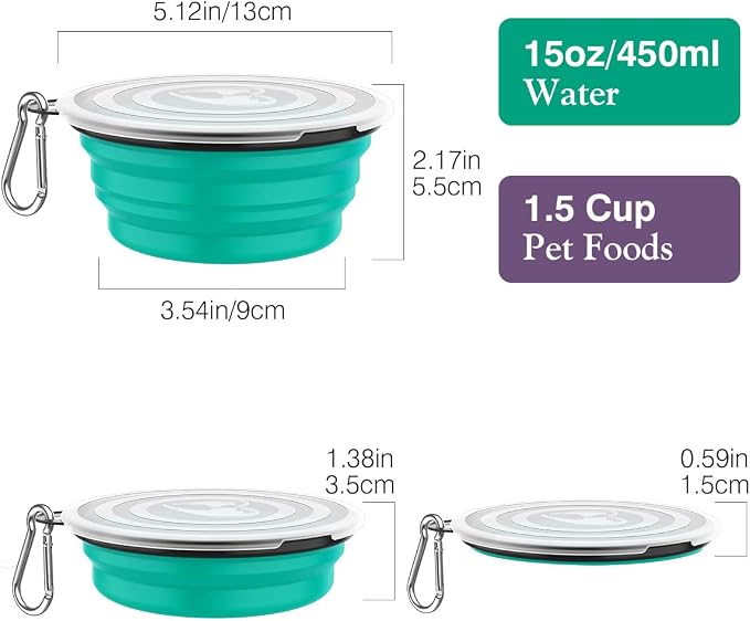 Pawaboo Collapsible Dog Bowls 2 Pack, Silicone Feeding Watering Bowls - Image 4
