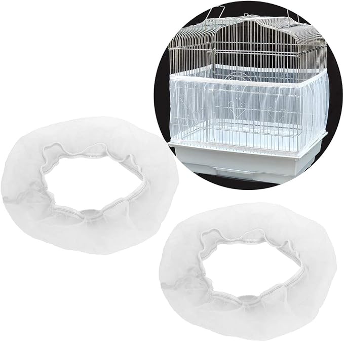 Alvinlite 2 Pieces Bird Cage Cover Seed Feather Catcher Birdcage Nylon Mesh Net - Image 3