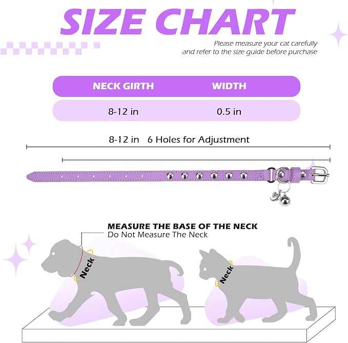 EXPAWLORER Leather Cat Collar for Girl Boy- Adjustable Pet Collar - Image 2