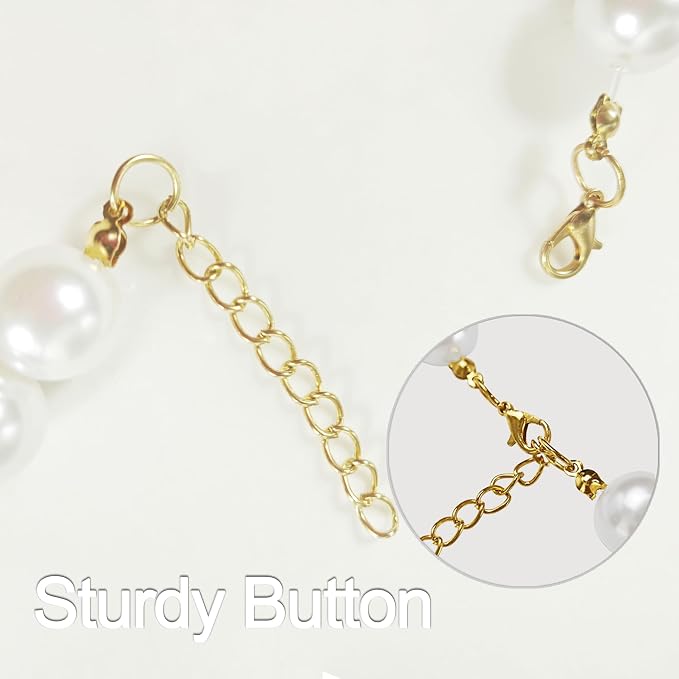 Chunky Pearl Dog Collar for Small Dogs Cats, Adjustable Beaded Dog Collar - Image 4