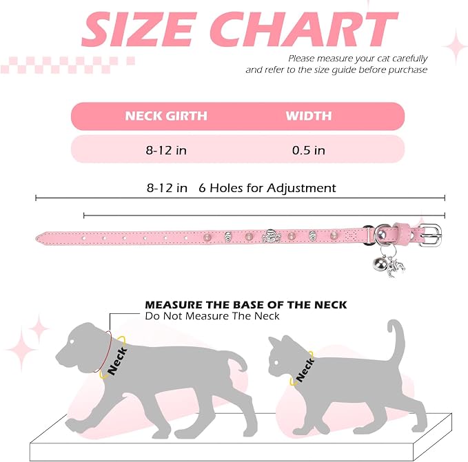 EXPAWLORER Cat Collar for Girl Boy Cats- Adjustable Leather Pet Collar - Image 2