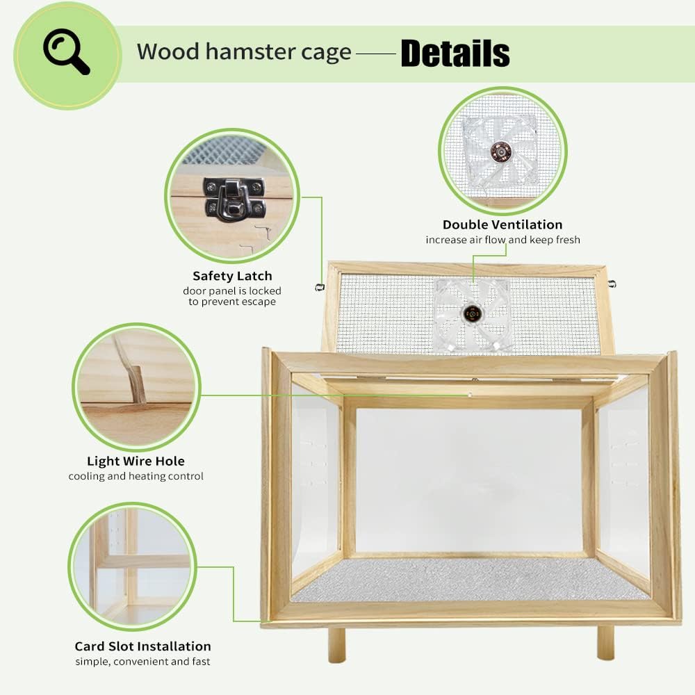 Large Wooden Hamster Habitat, 22.8 x 15.7 x 18.85 Inch - GlobalHabitat Supply